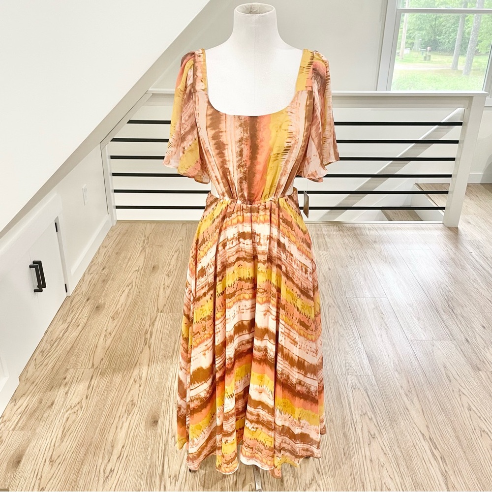 8 Taylor earth tones, midi/maxi dress flowy sleeves bohemian cut outs
